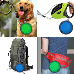 Water Food Bowl for Dogs Cats Collapsible Silicone with Carabiner Clip About Camping