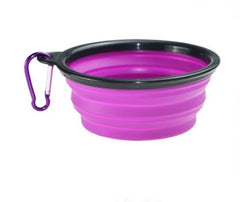 Water Food Bowl for Dogs Cats Collapsible Silicone with Carabiner Clip