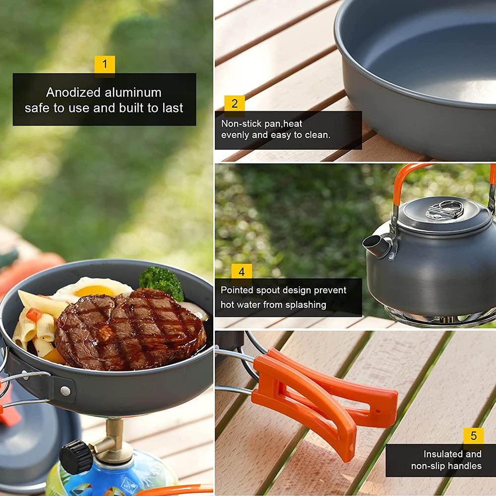 Camping Cookware Set Outdoor Pot Tableware Kit Cooking – About Camping