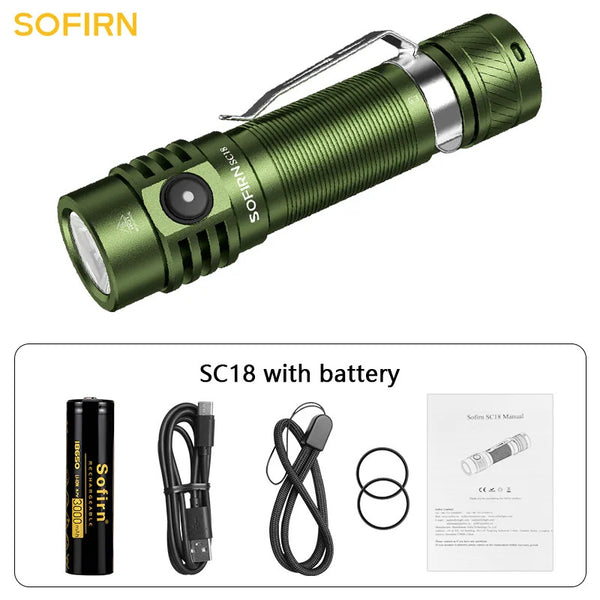 Sofirn SC18 LED Torch Rechargeable 1800lm Flashlight Super Bright