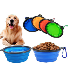 Water Food Bowl for Dogs Cats Collapsible Silicone with Carabiner Clip not specified