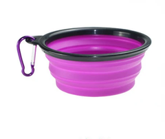 Water Food Bowl for Dogs Cats Collapsible Silicone with Carabiner Clip not specified